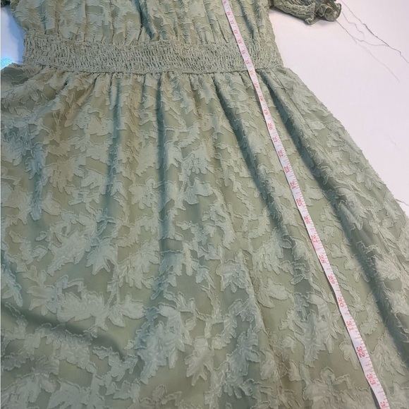 Adelyn Rae Chiffon Smocked Mini Dress puff Sleeve Babydoll Green Medium - Picture 13 of 15